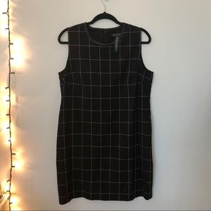 black and white ralph lauren grid patterned dress
